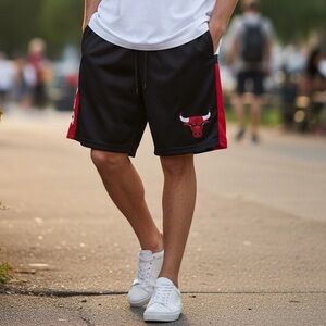 NBA•Boys Bulls Iconic Black and Red Shorts•14-16